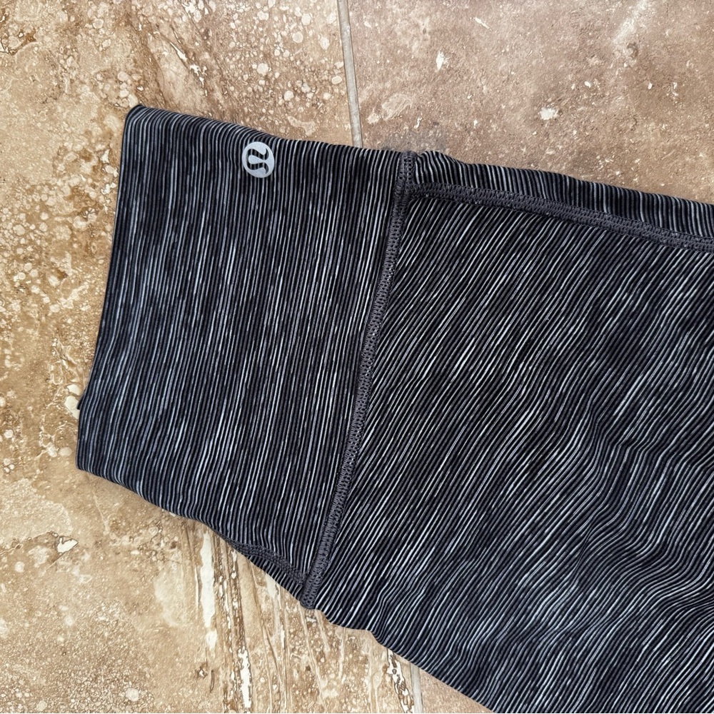 Lululemon Black & White Striped High-Rise Leggings